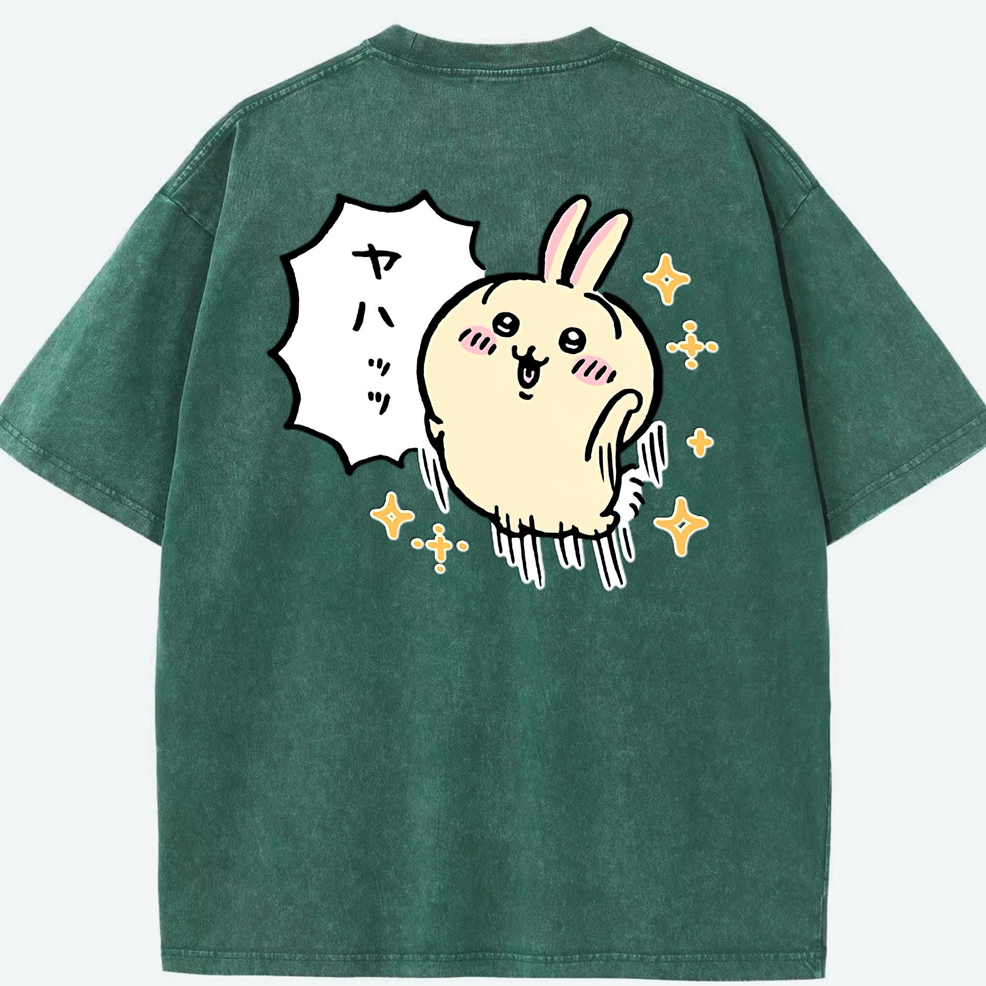 （画像用） ちいかわ うさぎ Chii-kawa usagi 綿100% ヴィンテージ風 半袖Tシャツ（背面プリント）